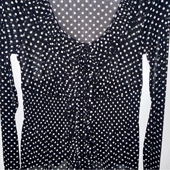 INC International Concepts Blue Ruffled Tie Front Blouse - Picture 2 of 5